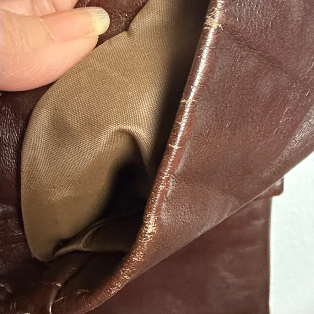 Vintage 70’s Leather Jacket Car Coat Dark Brown Size 40